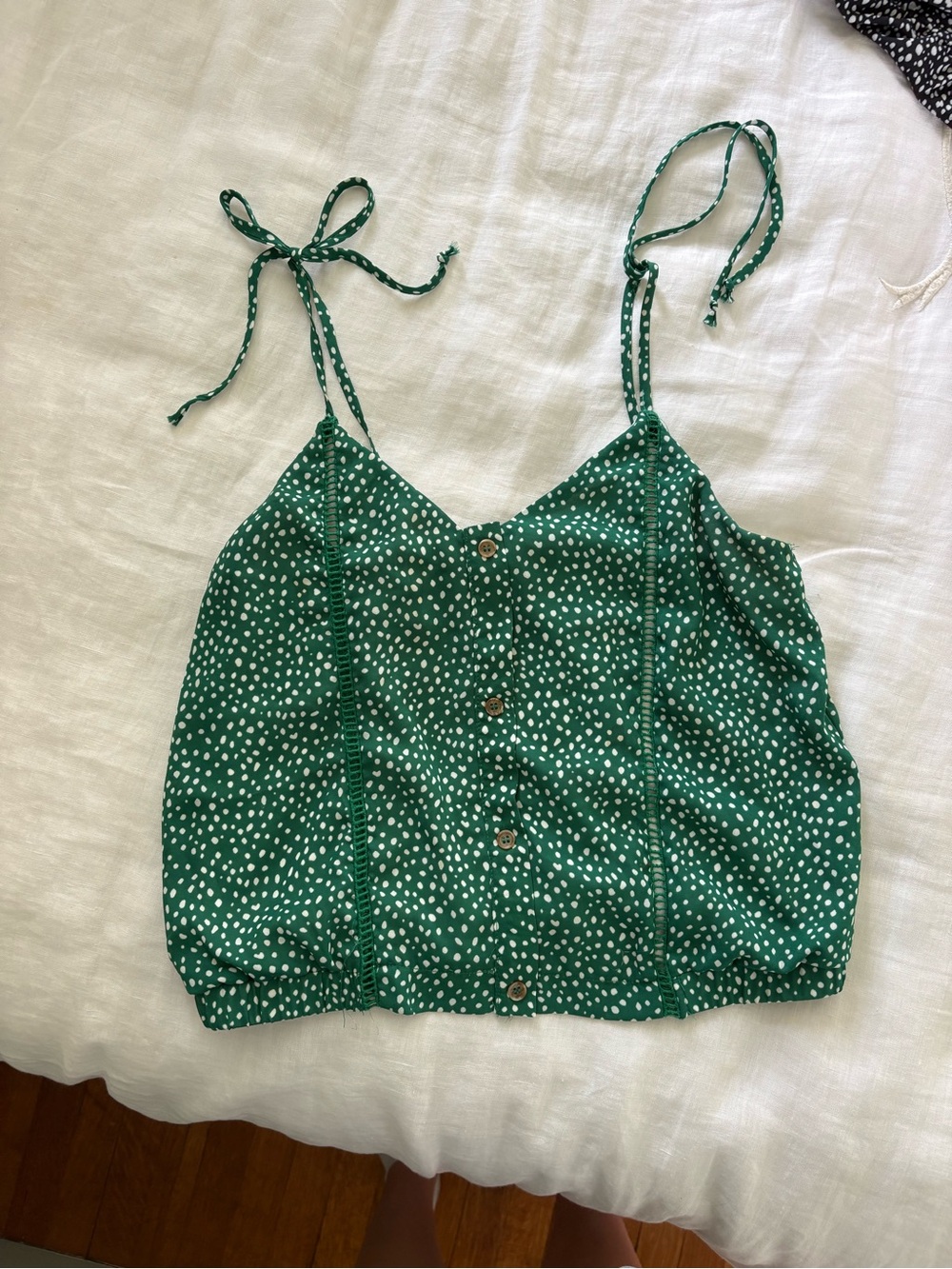 Sienna Sky Green Polka-Dot Tie-Strap Cami